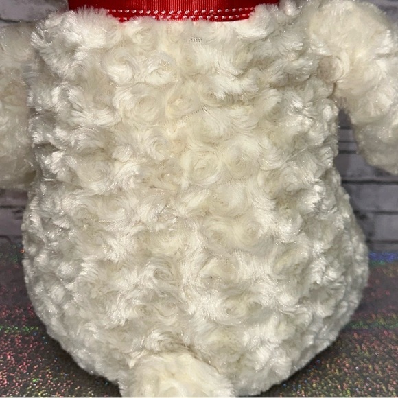 Holiday Home Cream Teddy Bear Plush Wavy Fur Red Bow Toy Network 2009 w/ Tag - Picture 9 of 14